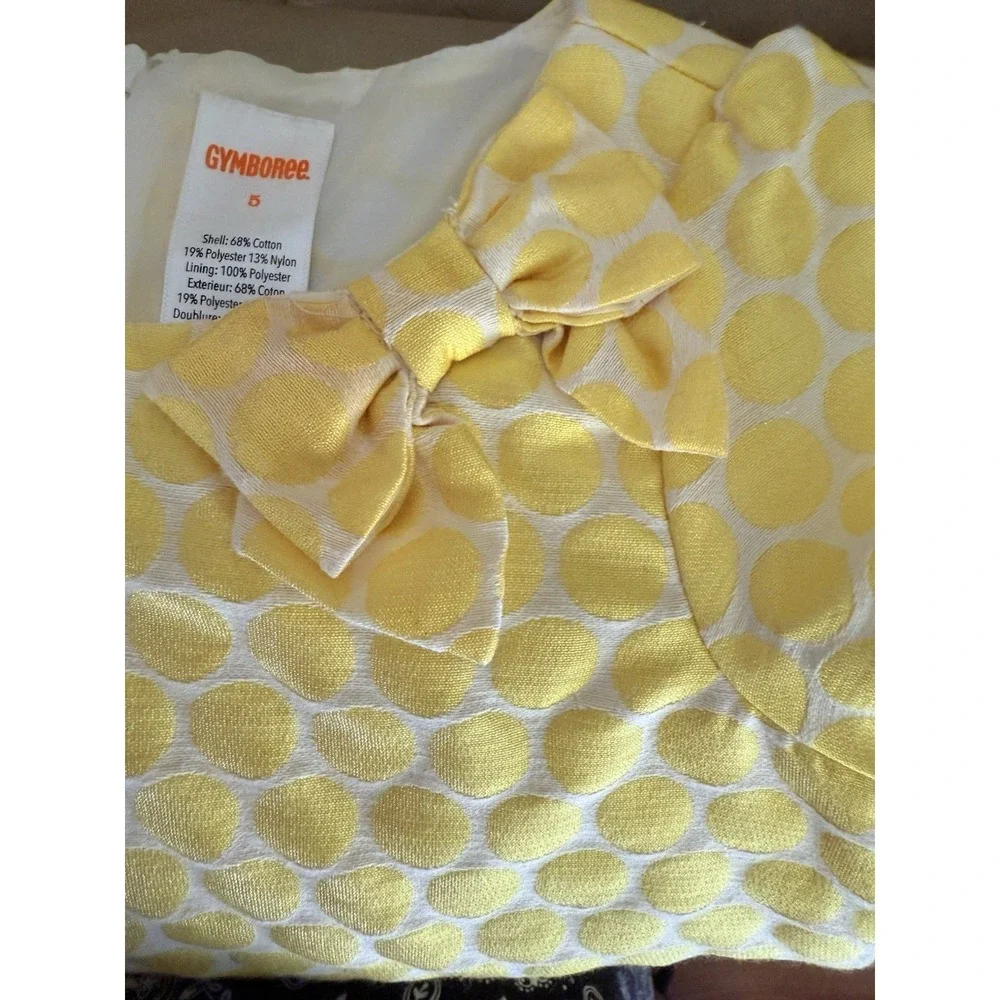 Gymboree Marina Party Line Sunshine Yellow Jacquard‎ Dot Dress 2015 Girls Sz 5